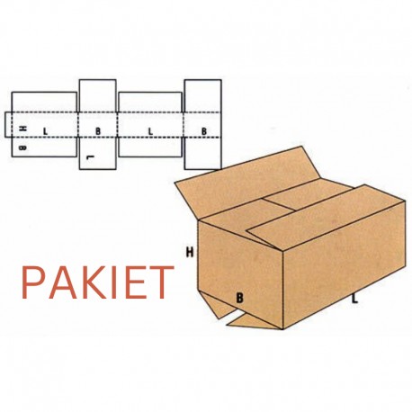 Pudło klapowe 525x390x290 z uchwytem - pakiet - 5 warstw