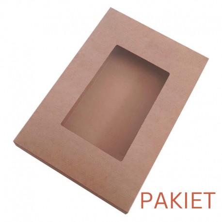 Pudełko fasonowe z okienkiem 280x200x60 - pakiet - 3 warstwy - SZARE