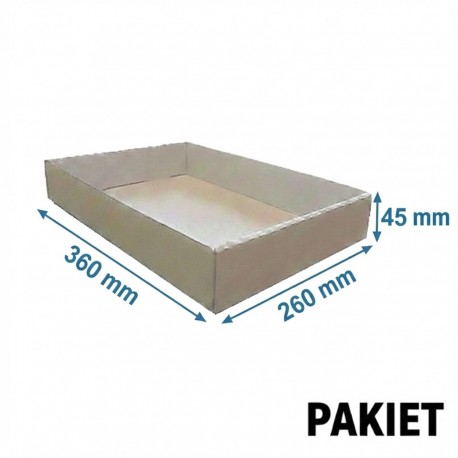 Pudełko fasonowe tacka 360x260x45 - pakiet - 3 warstwy - SZARE