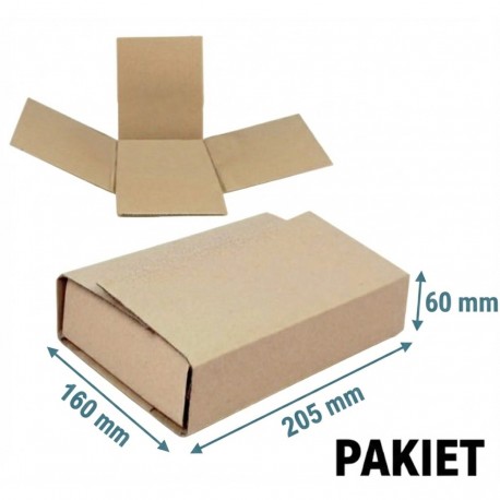 Pudło fasonowe 205x160x60 MULTIMAIL - pakiet - 3 warstwy - SZARE