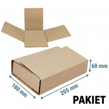 Pudło fasonowe 205x160x60 MULTIMAIL - pakiet - 3 warstwy - BIAŁE