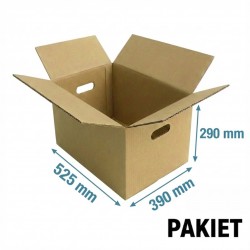 Pudło klapowe 525x390x290 z uchwytem - pakiet - 5 warstw