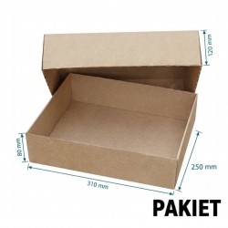Pudełko fasonowe wieczkowe WIEKO-DNO 310x250x80-120 - pakiet - 3 warstwy - SZARE