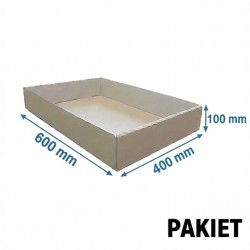 Pudełko fasonowe tacka 600x400x100 - pakiet - 3 warstwy - SZARE