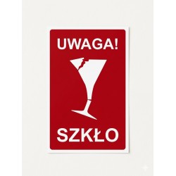 Naklejka na opakowanie - UWAGA SZKŁO