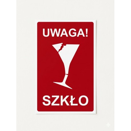 Naklejka na opakowanie - UWAGA SZKŁO